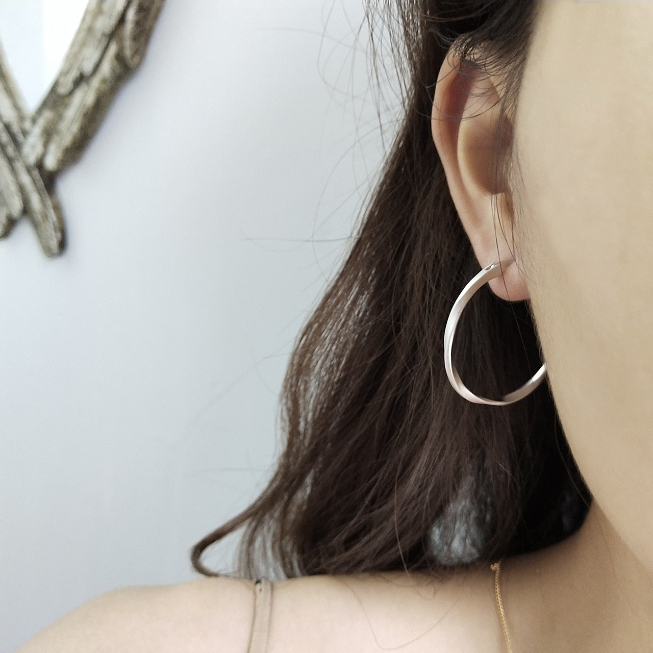 Matte 925 Sterling Silver Teardrop Geometric Earrings with Pearl Inlay for Women