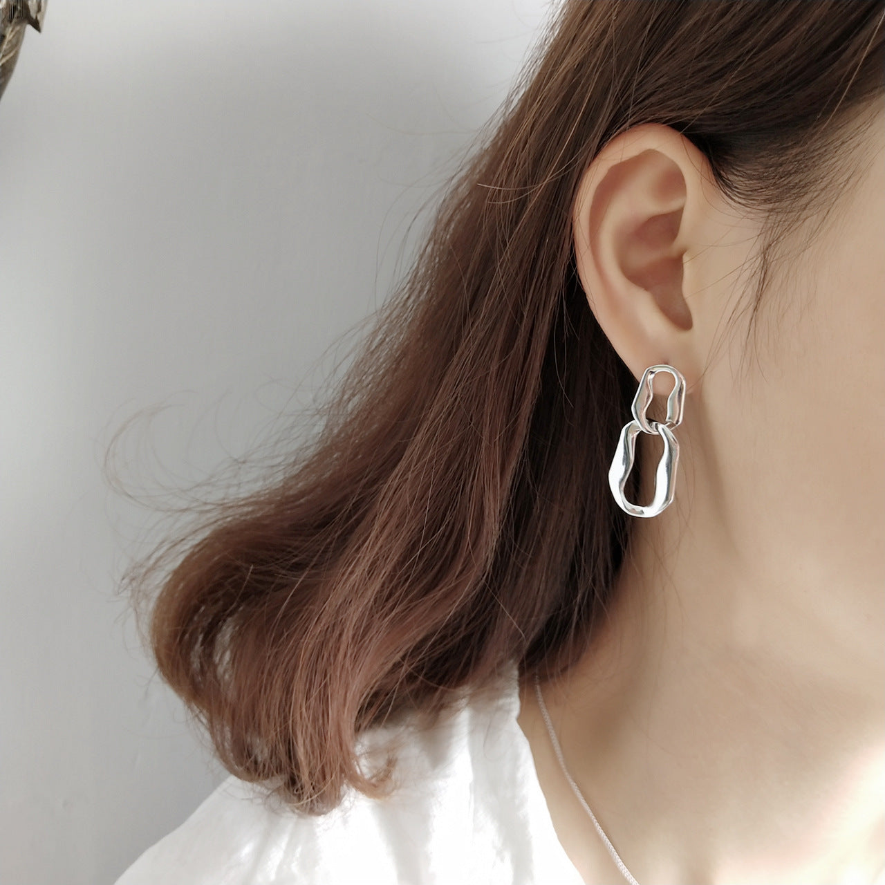 Orecchini larghi a cuore geometrico minimalisti in argento sterling 925