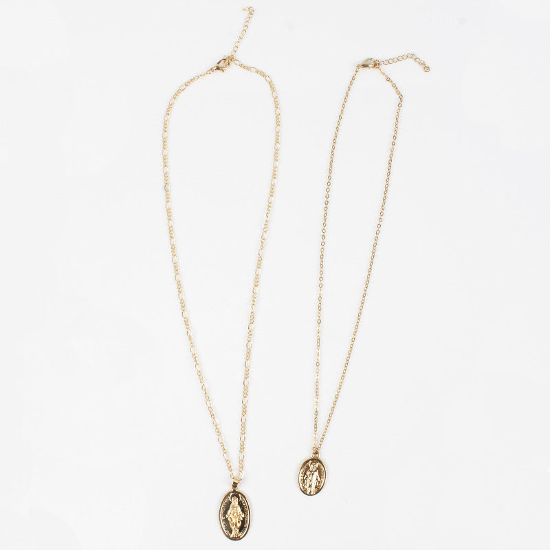 Vintage Double Layer Geometric Necklace Alloy Snake Chain