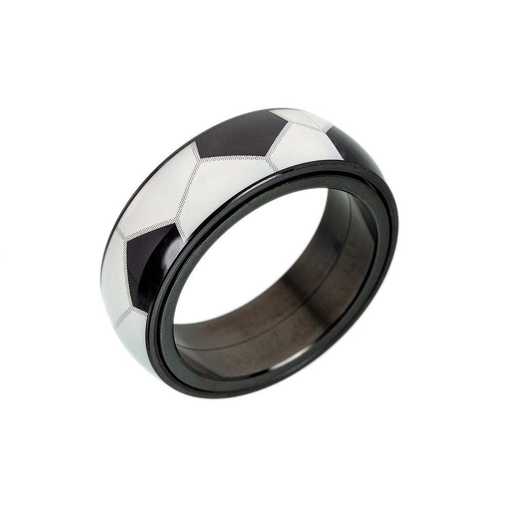 Unisex Geometric Titanium Steel Drip Oil Spinner Ring Sports Theme Stress Relief Jewelry