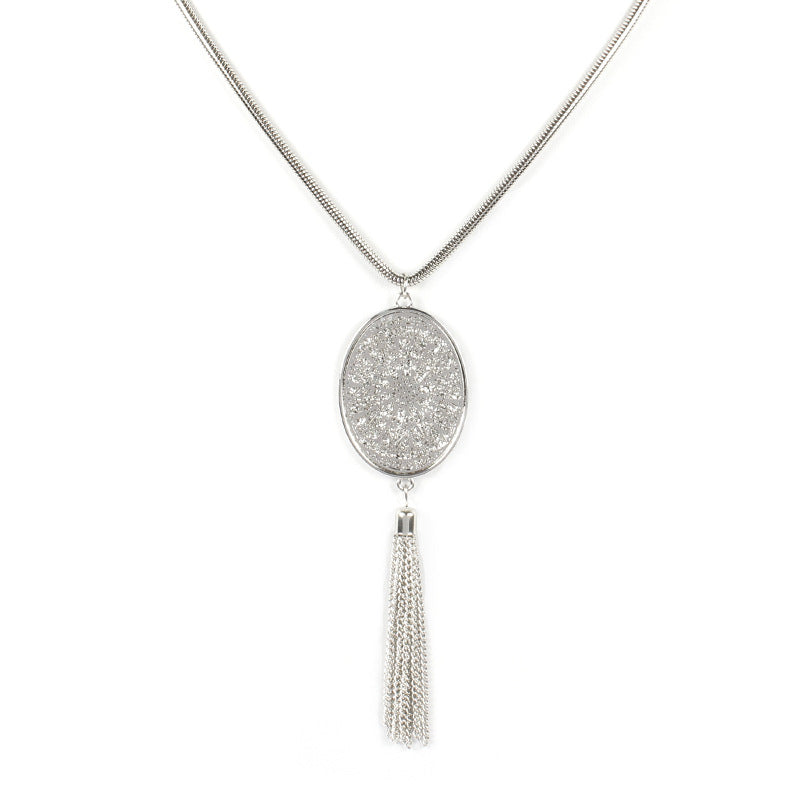 Hollow Geometric Disc Pendant Necklace for Women Alloy Cross Chain
