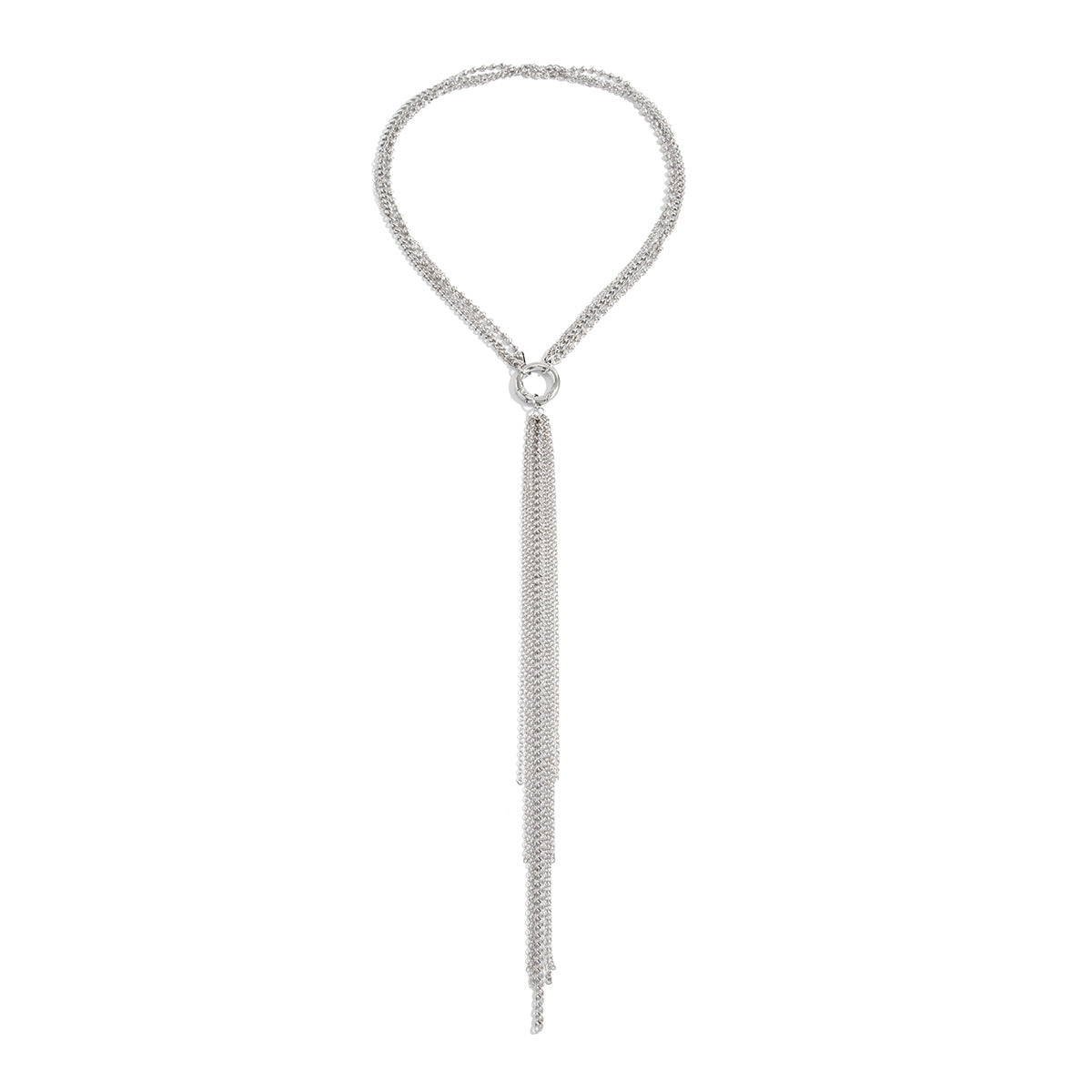 Minimalist Geometric Round Ball Chain Necklace Zinc Alloy Pendant Plated Iron Long Clavicle Chain for Women