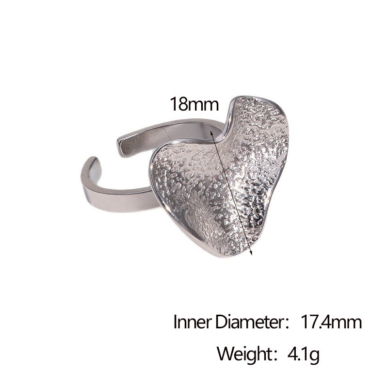 Anello Aperto Minimalista Irregolare Testurizzato Placcato Oro 18K in Acciaio Inossidabile Gioielli Geometrici da Donna