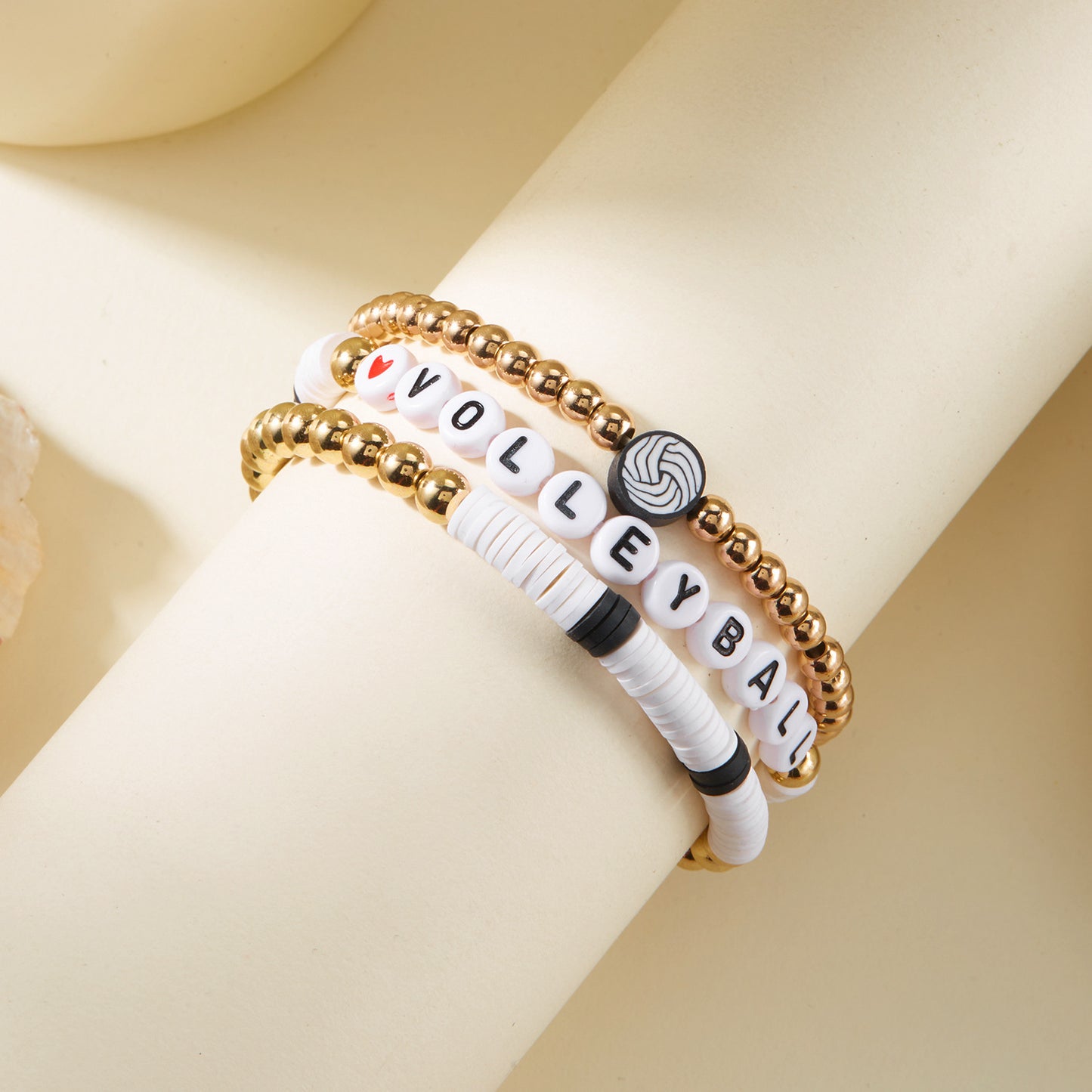 Casual Letter Acrylic Plated Bracelet Set