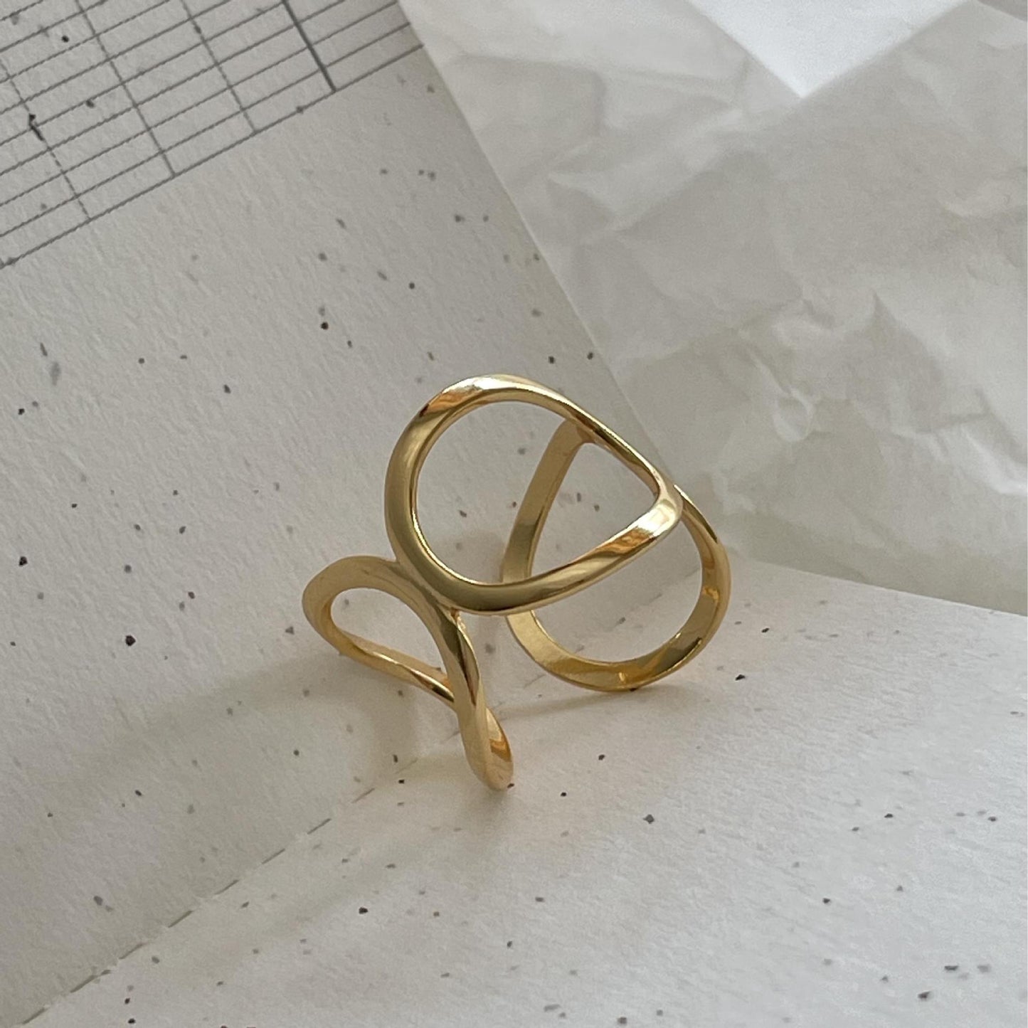Anillo triple geométrico minimalista de plata de ley 925 para mujer