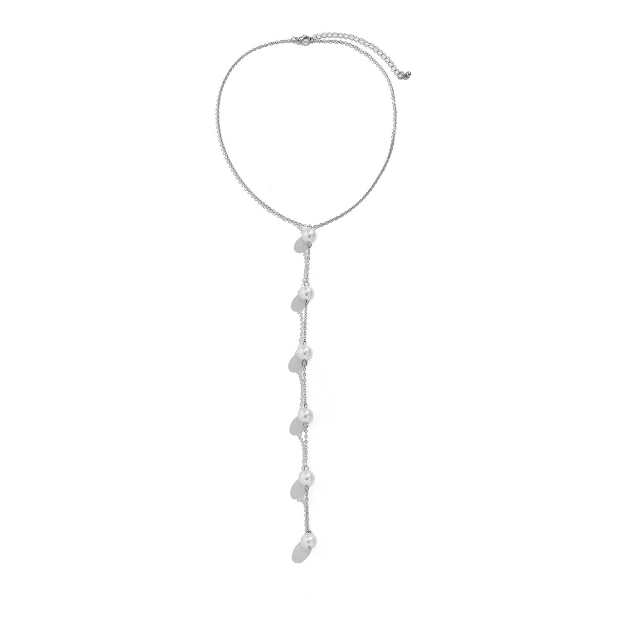 Bohemian Minimalist Geometric Brass Plated Body Chain with Faux Pearl for Women