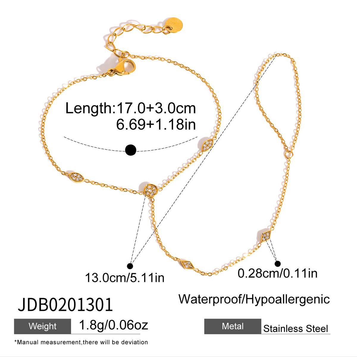 Elegant Geometric Stainless Steel Ring Bracelet Set with Cubic Zirconia for Women