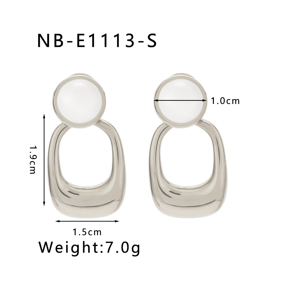 INS Style Geometric Cat's Eye Stone Pendant Earrings with 18K Gold Plated Stainless Steel and Ceramic Posts, Double-Hoop Design, Polished Finish