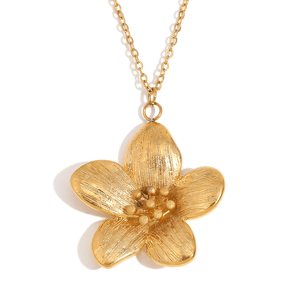 Vintage Elegant Floral 18K Gold Plated Stainless Steel Necklace for Women