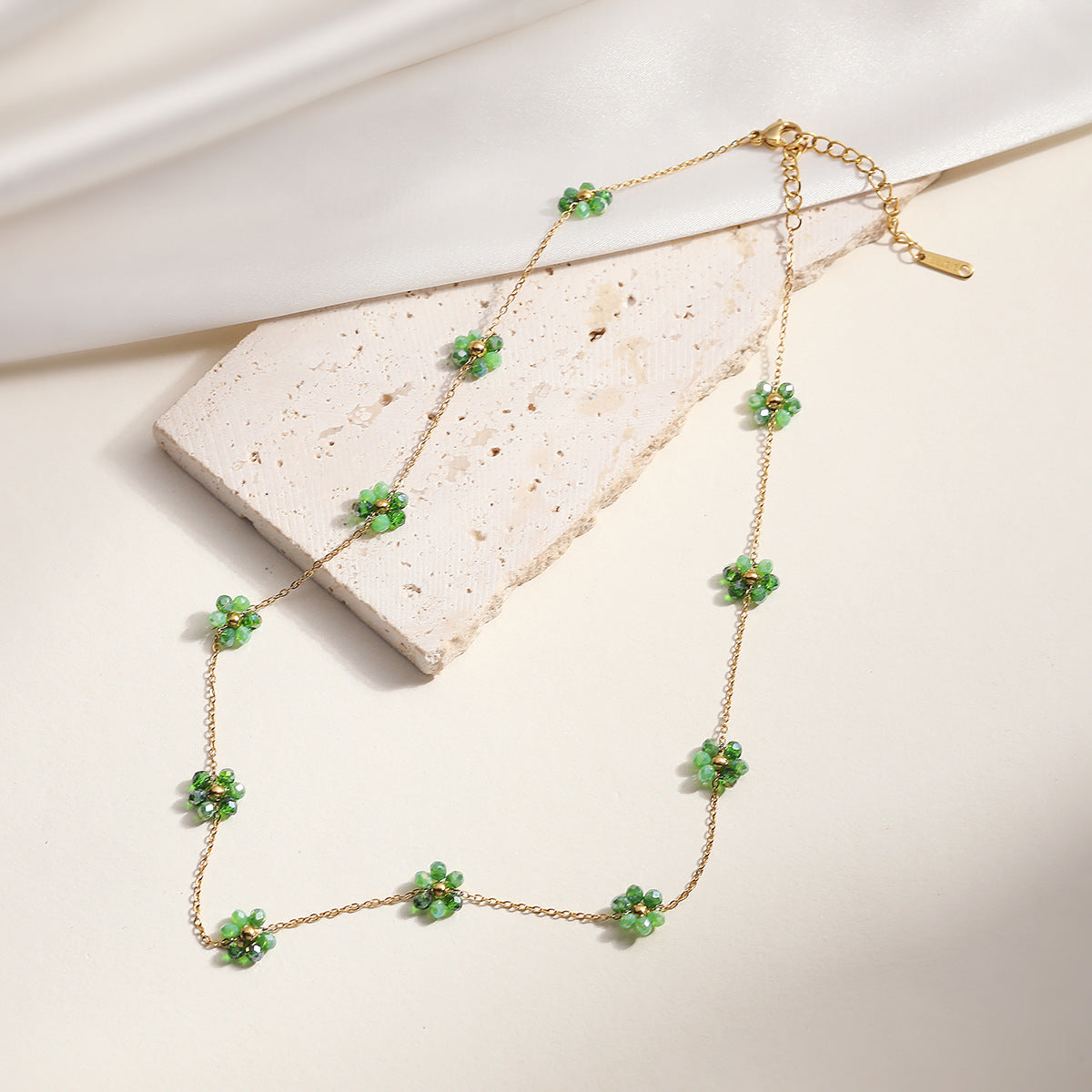 Minimalist Geometric Floral Stainless Steel Necklace for Women