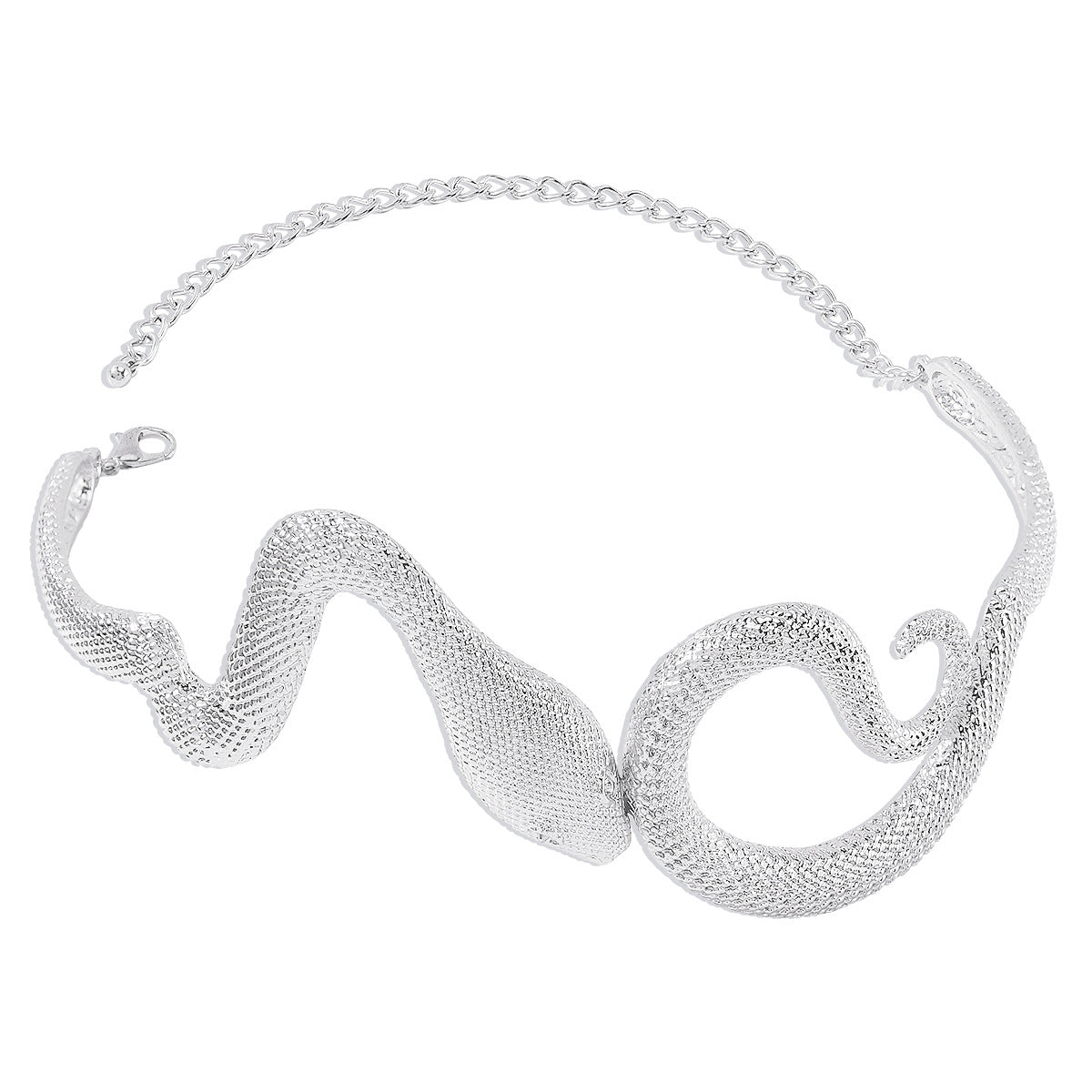 Collar de aleación con forma de serpiente geométrica dulce-vanguardista para mujer con textura artesanal y diseño vintage irregular de Hip-Hop