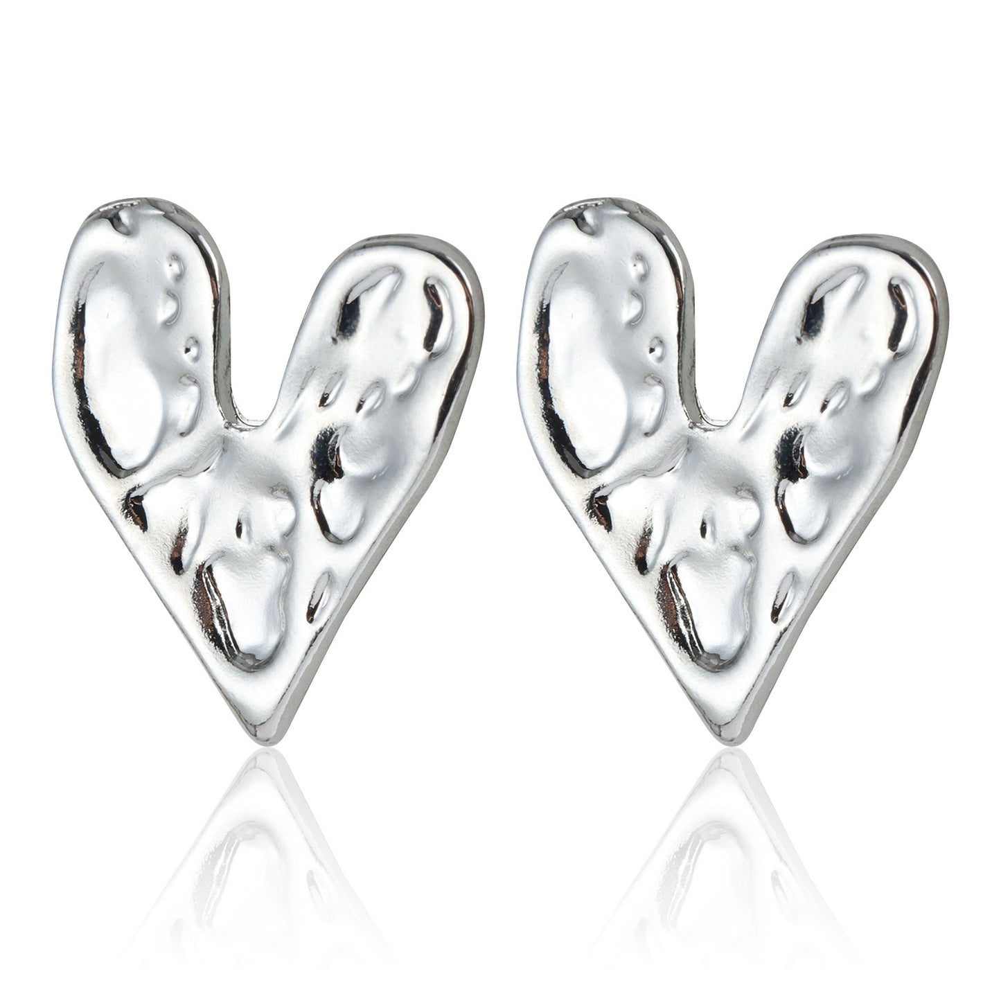 Vintage Geometric Irregular Heart-Shaped Zinc Alloy Stud Earrings with Plated Finish