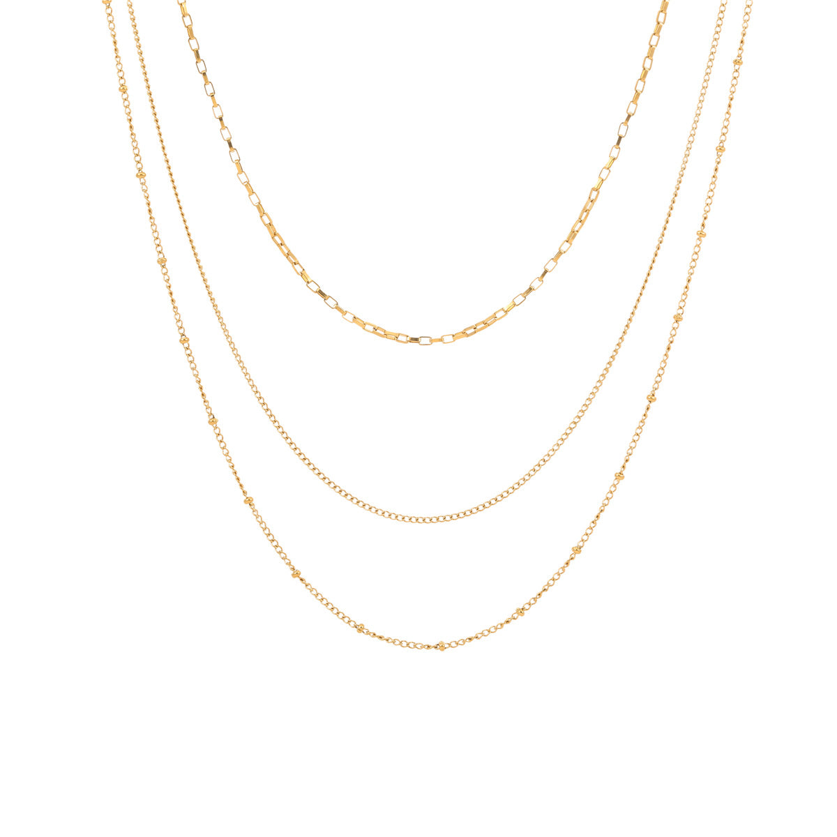 Collar Delicado de Acero Inoxidable Geométrico Minimalista Chapado en Oro de 18K Multicapa para Mujer