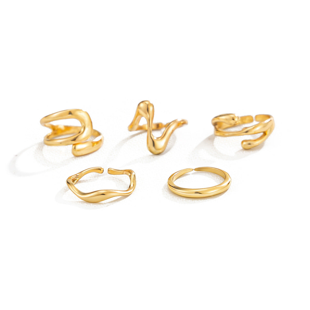 Minimalist Geometric Alloy Open Toe Rings Set for Women