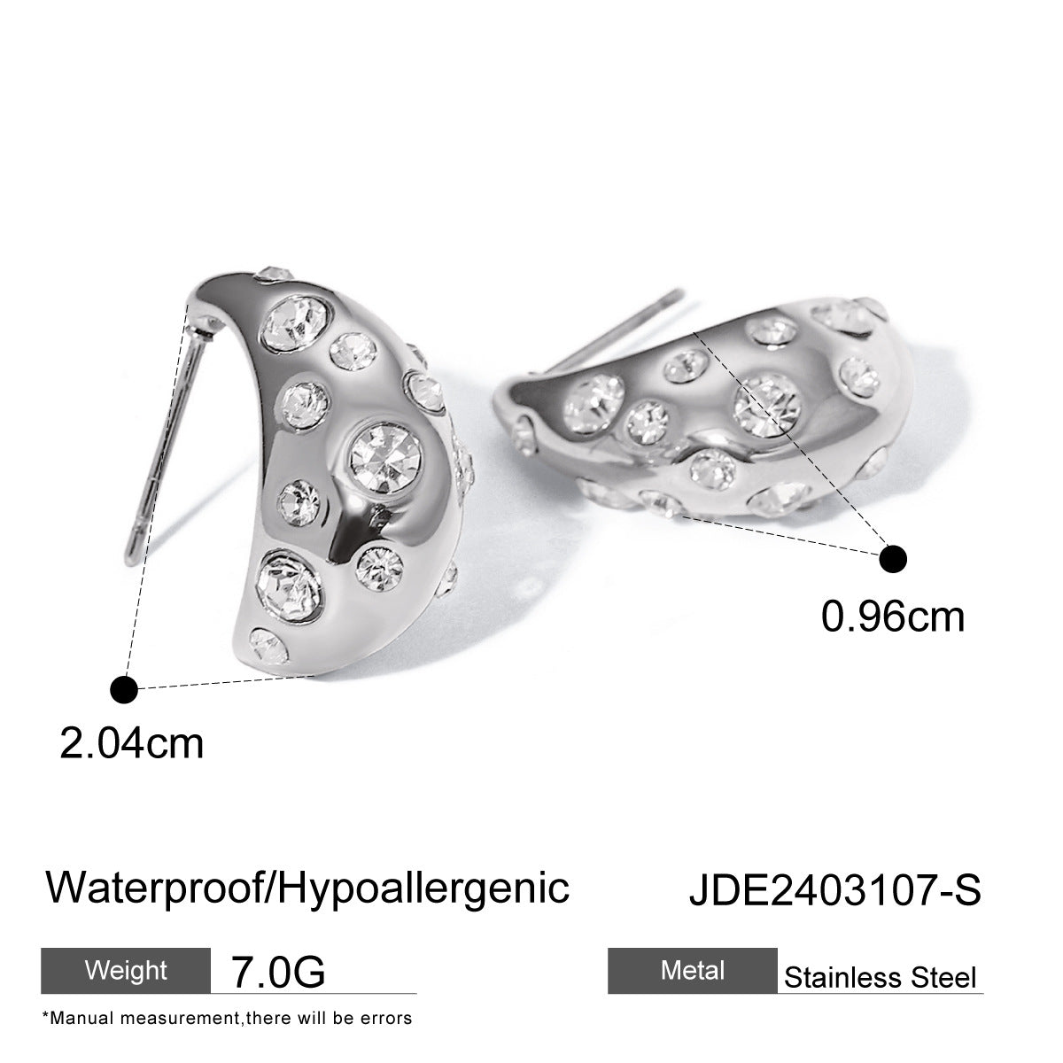 Orecchini a goccia minimalisti con perle e strass in acciaio inossidabile placcato oro 18 carati da donna