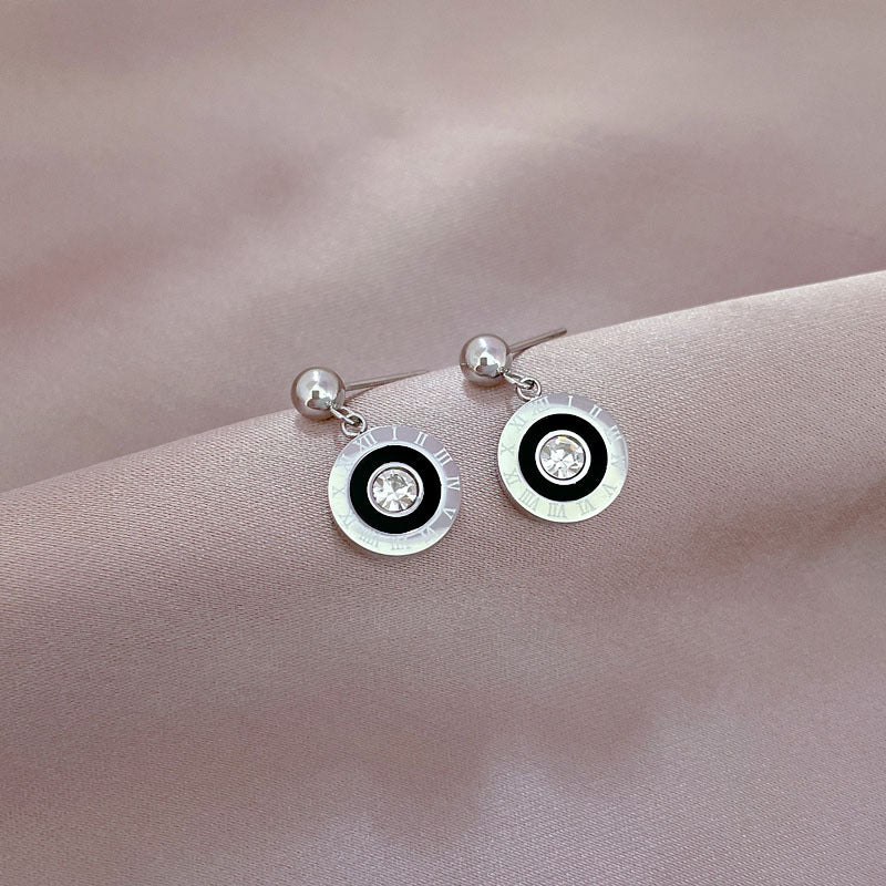 Minimalist Geometric Titanium Steel Earrings with Plated Finish for Women, Nature-Inspired Cosmic Design