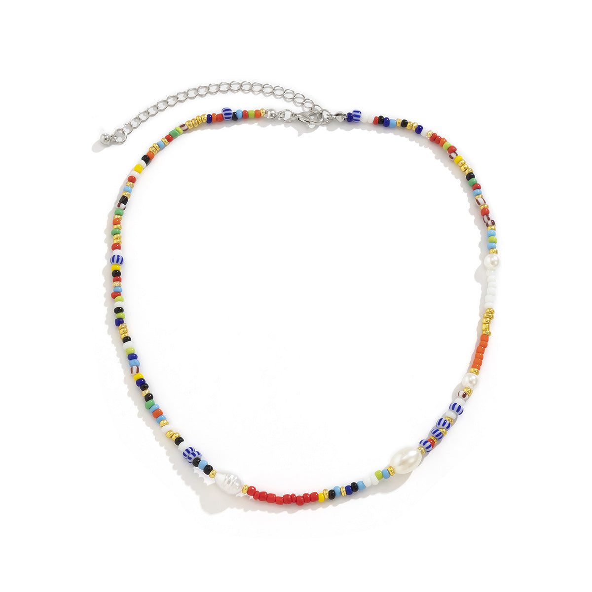 Collar minimalista geométrico de imitación de perlas para mujer con cadena de cuentas redondas