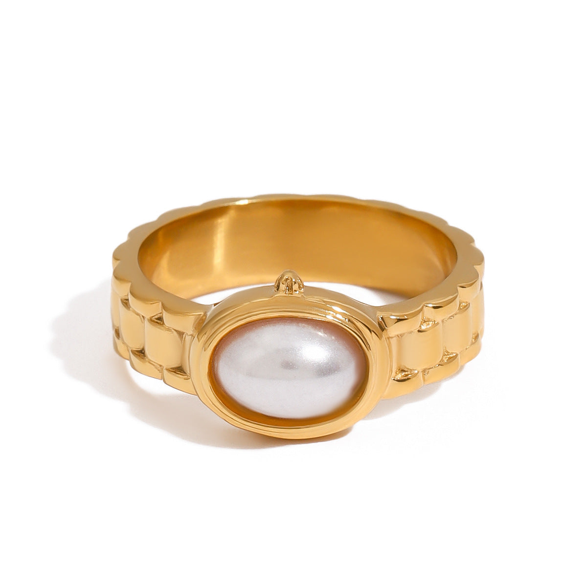 Geometric Plated Stainless Steel Ring for Women