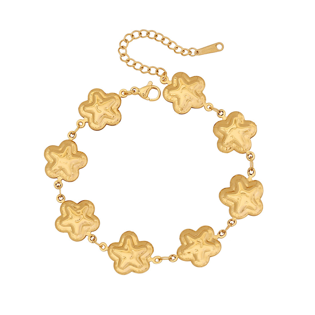 Bracciale personalizzato da donna in acciaio inossidabile con cuore e motivo floreale e finitura placcata