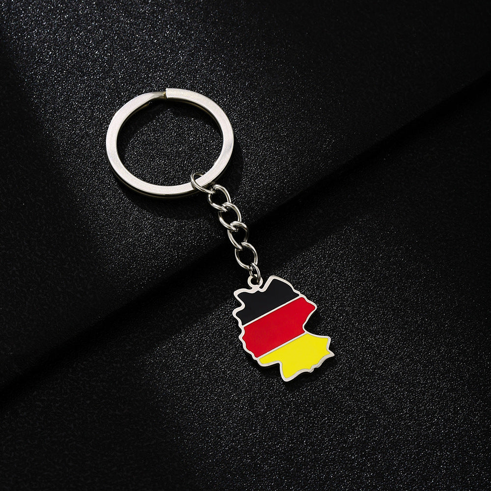 Llavero con colgante de mapa de Alemania de acero inoxidable estilo étnico vintage