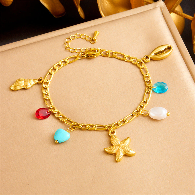Gold Plated Stainless Steel Animal Pendant Bracelet for Women