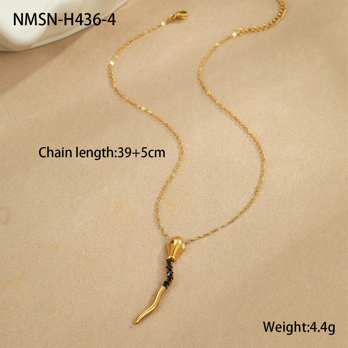 Collana da donna alla moda a forma di serpente in acciaio inossidabile con intarsi in zircone, finitura placcata, catena clavicola minimalista