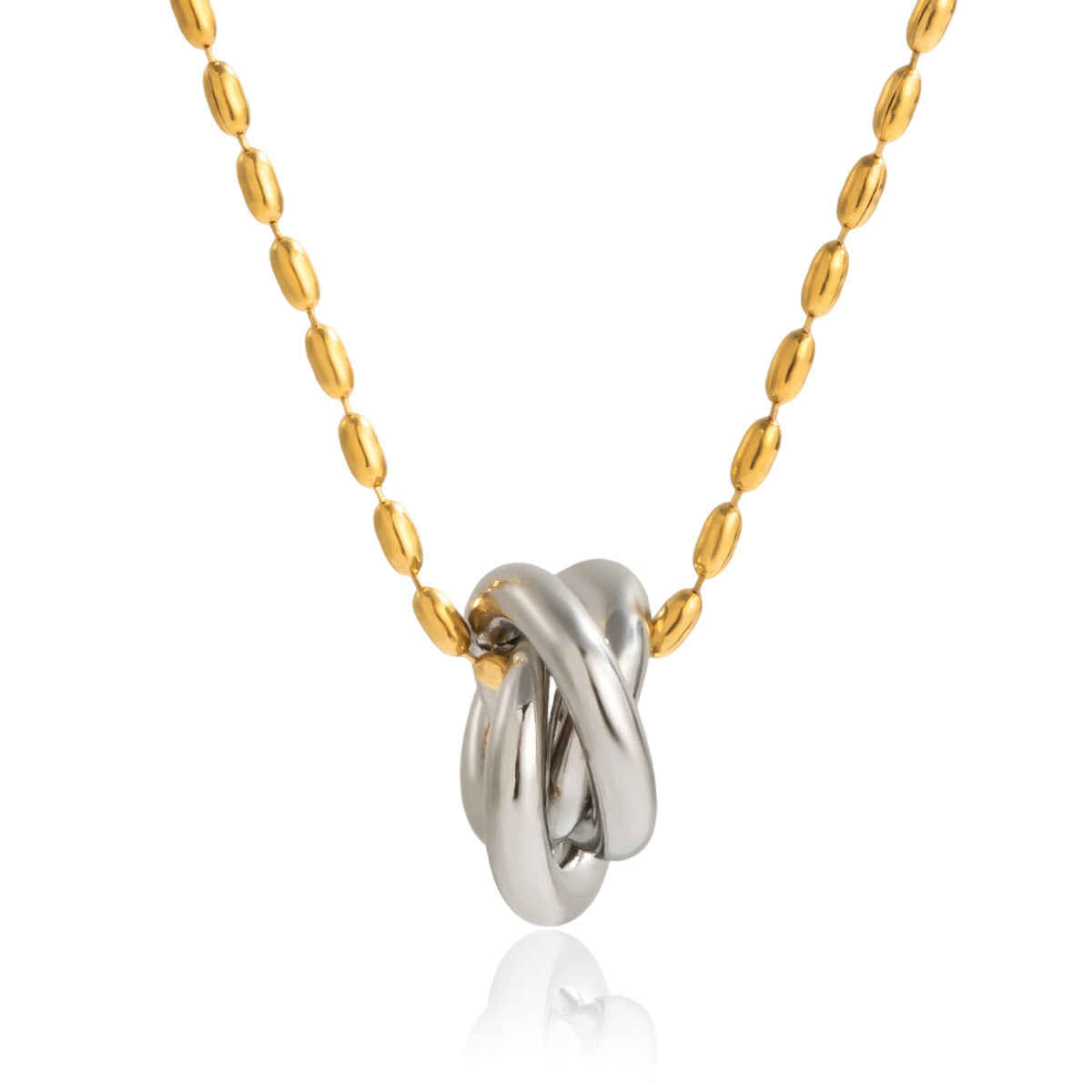 Collana Minimalista da Donna con Anelli Geometrici in Acciaio Inossidabile con Finitura Placcata