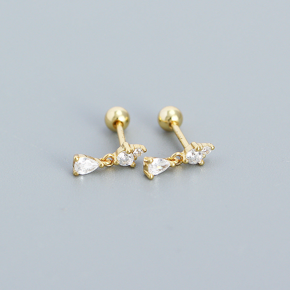 Orecchini a polsino con ciondolo a borchia minimalista geometrico lucido in zirconia per donne e uomini con finitura placcata in argento sterling 925