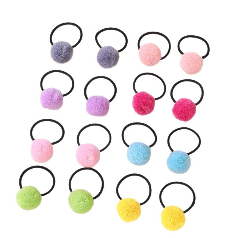 Elastico per capelli con personaggio dei cartoni animati, pon-pon in peluche e colori pastello macaron per bambini