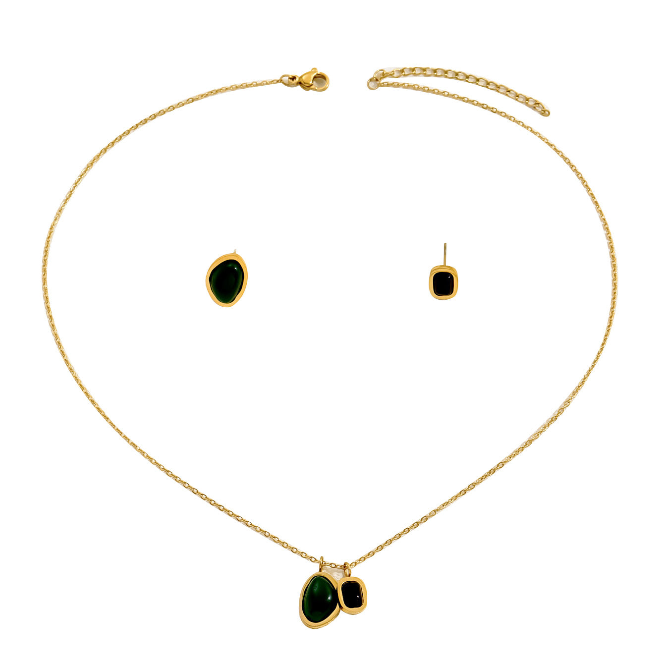 Set di Orecchini e Collana Lusso Vintage Geometrici Turchesi in Rame con Intarsi di Gemme per Donna