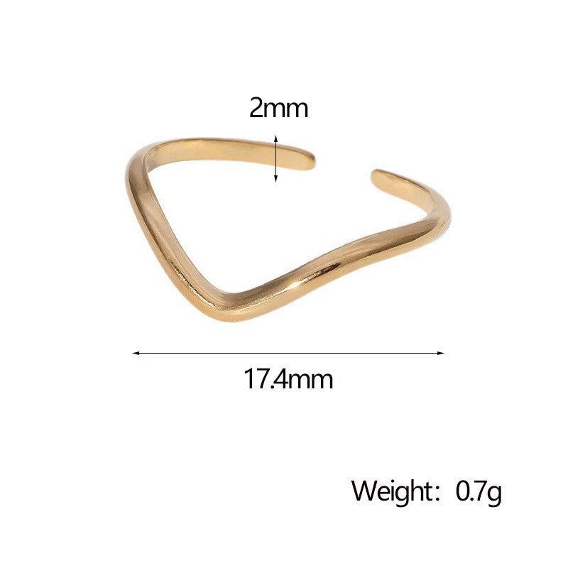 Minimalist Geometric Stainless Steel Open Ring with Polished Finish for Women