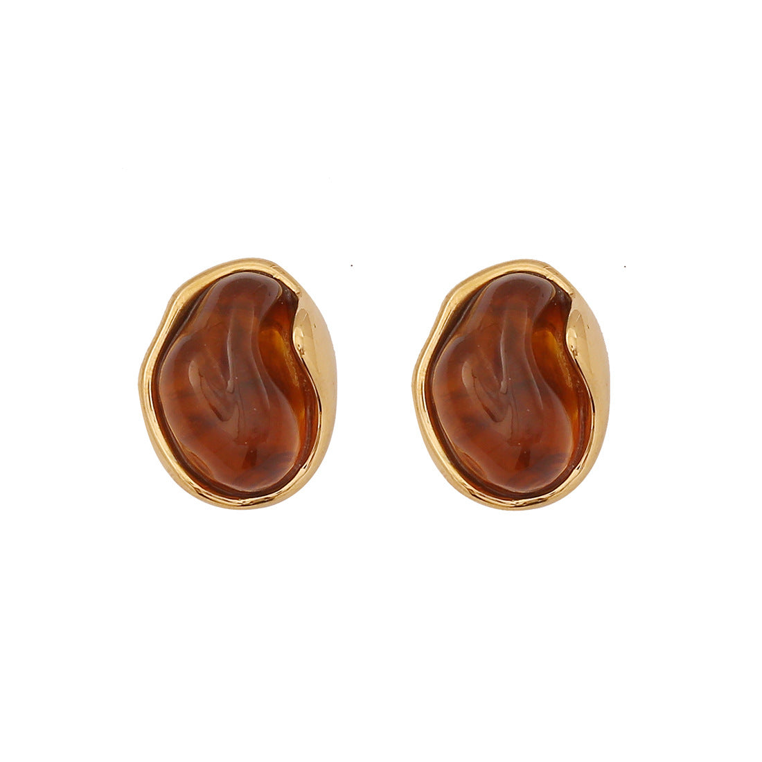 Vintage Geometric Stainless Steel Stud Earrings with Electroplating Finish for Women