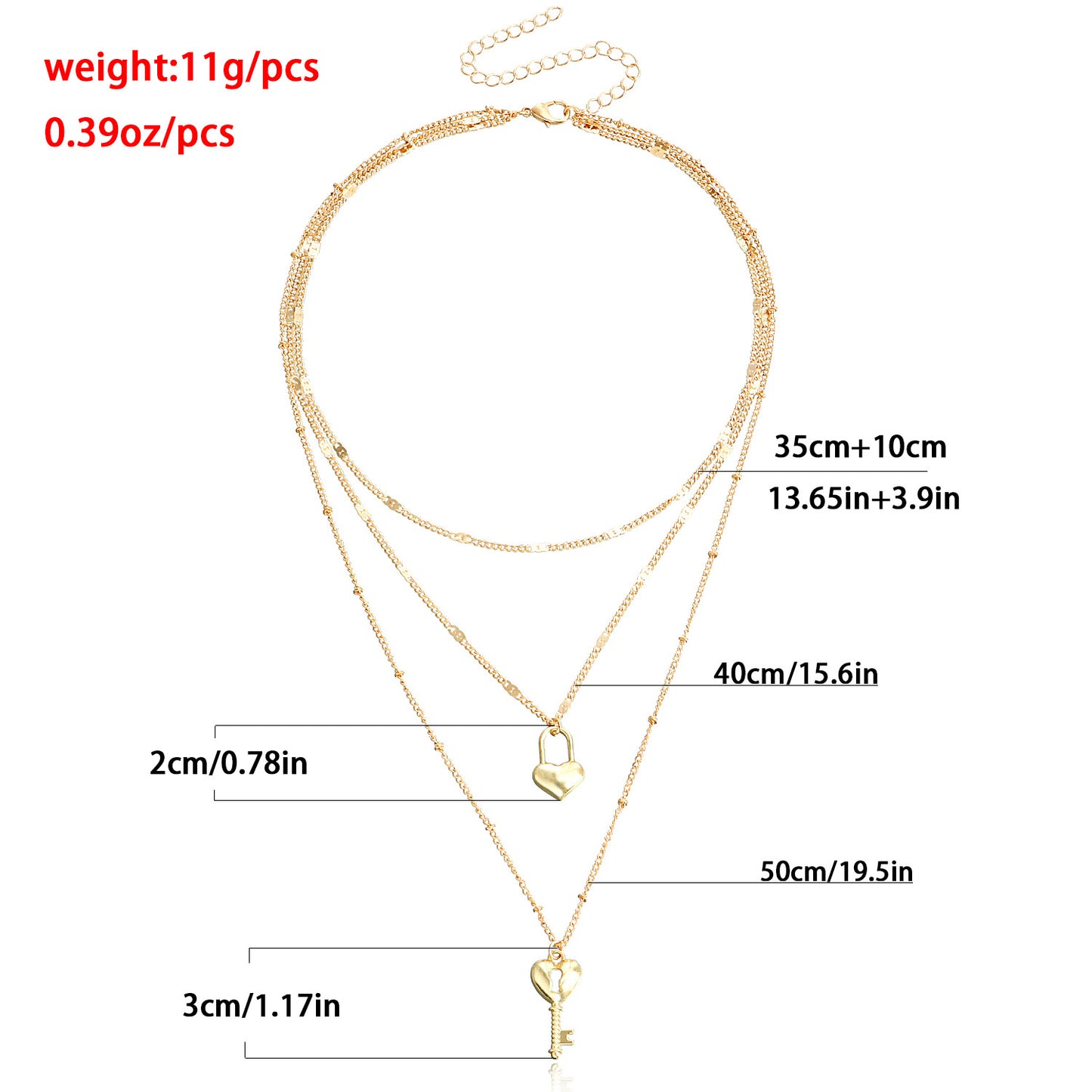 Minimalist Heart-Shaped Alloy Pendant Necklace with Plated Finish and Multi-Layer Clavicle Chain
