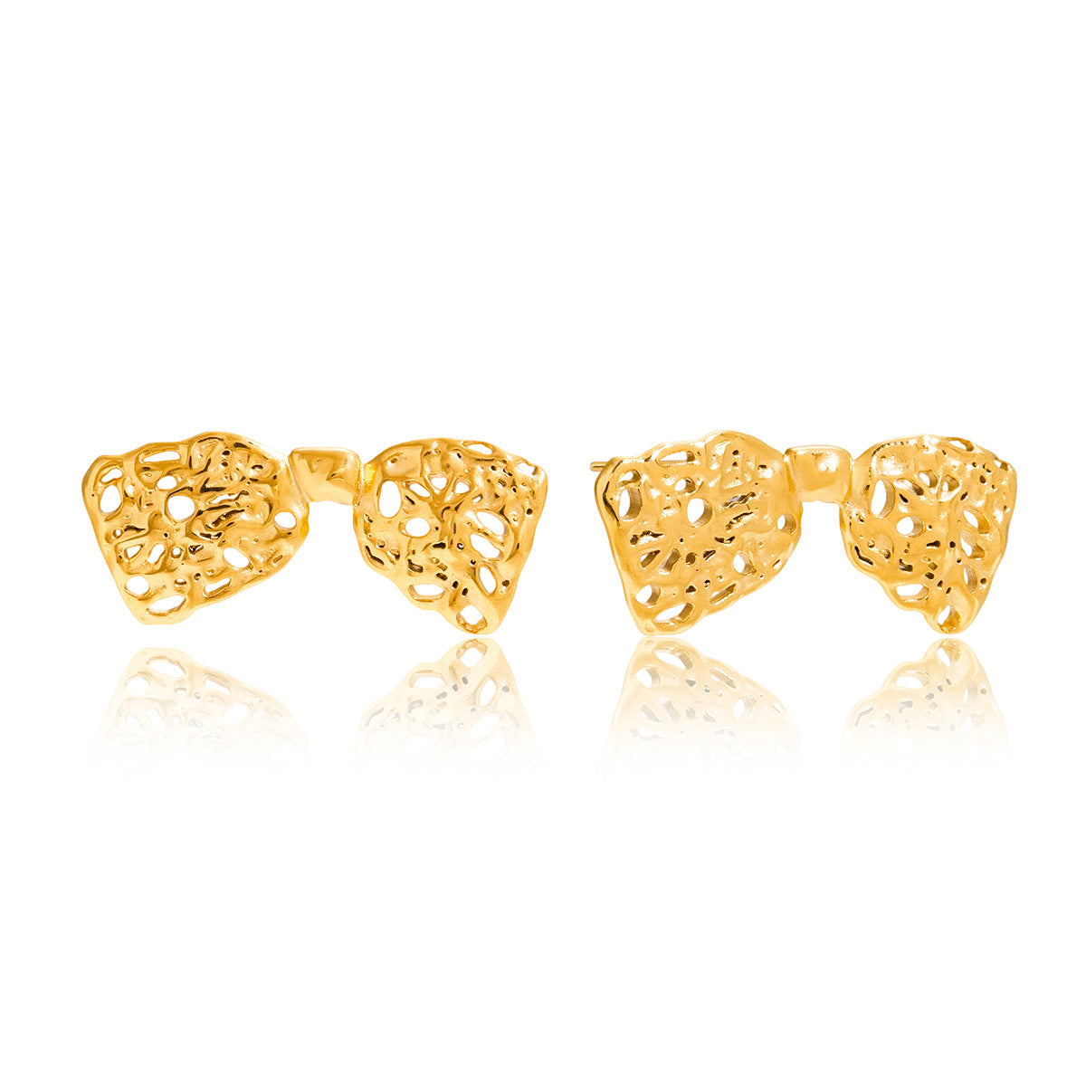 Orecchini a perno da donna lusso, minimalisti, geometrici, a fiocco, in acciaio inossidabile placcato oro 18K