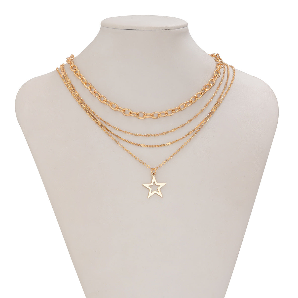 Minimalist Star-Shaped Pendant Necklace for Women with Zinc Alloy Construction and Electroplated Finish on Delicate Cross Chain