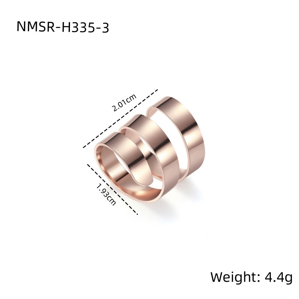 Anillo de acero inoxidable con espiral geométrica y acabado chapado para hombre, joya minimalista y elegante de banda de acero de titanio