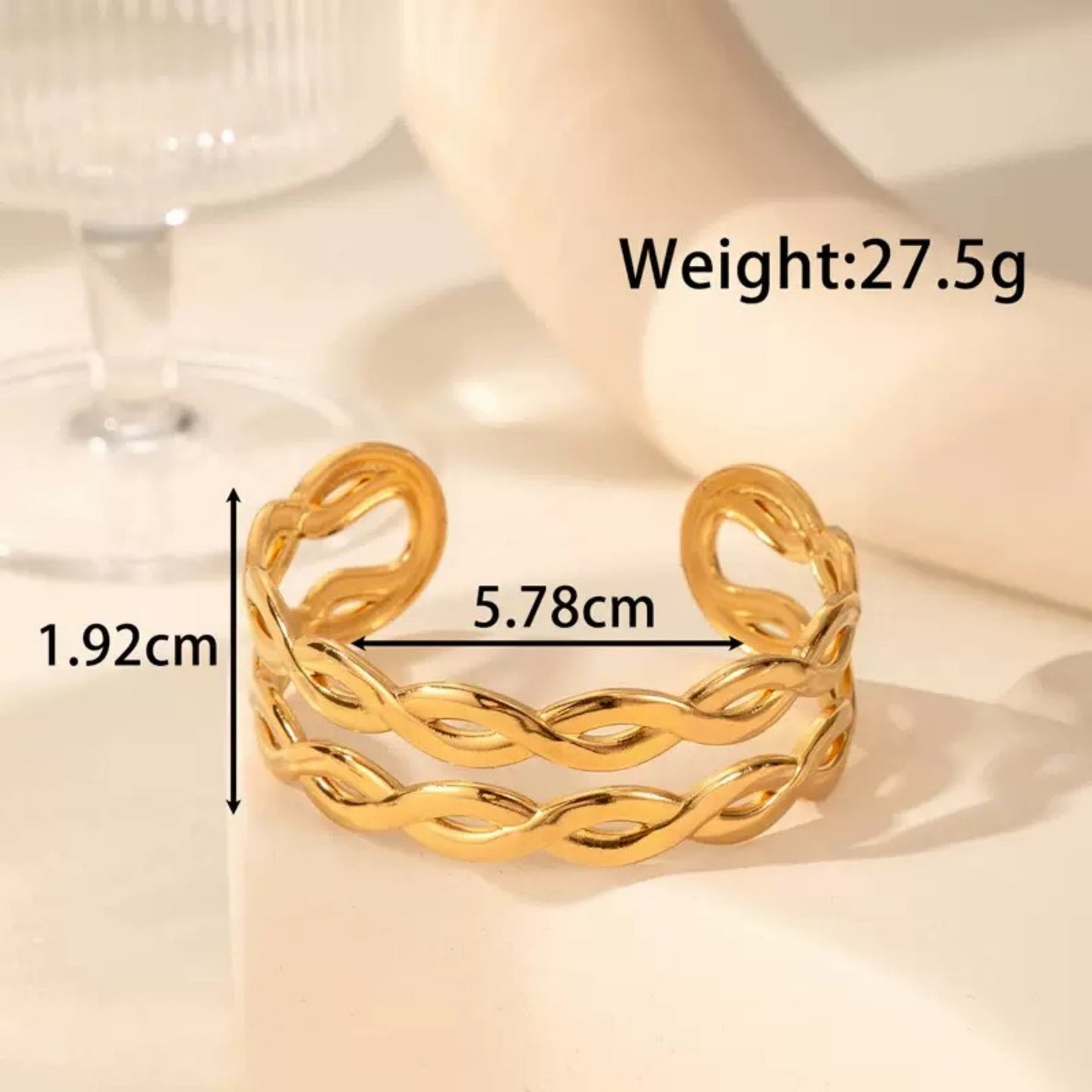 Punk Stainless Steel Plated Irregular Heart Geometric Wide Cuff Bracelet