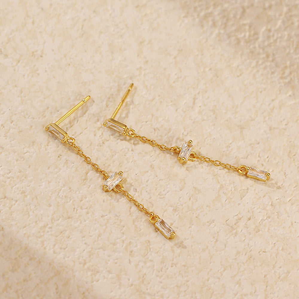 Orecchini Pendenti da Donna Chic con Geometrie in Argento Sterling S925 e Zirconi