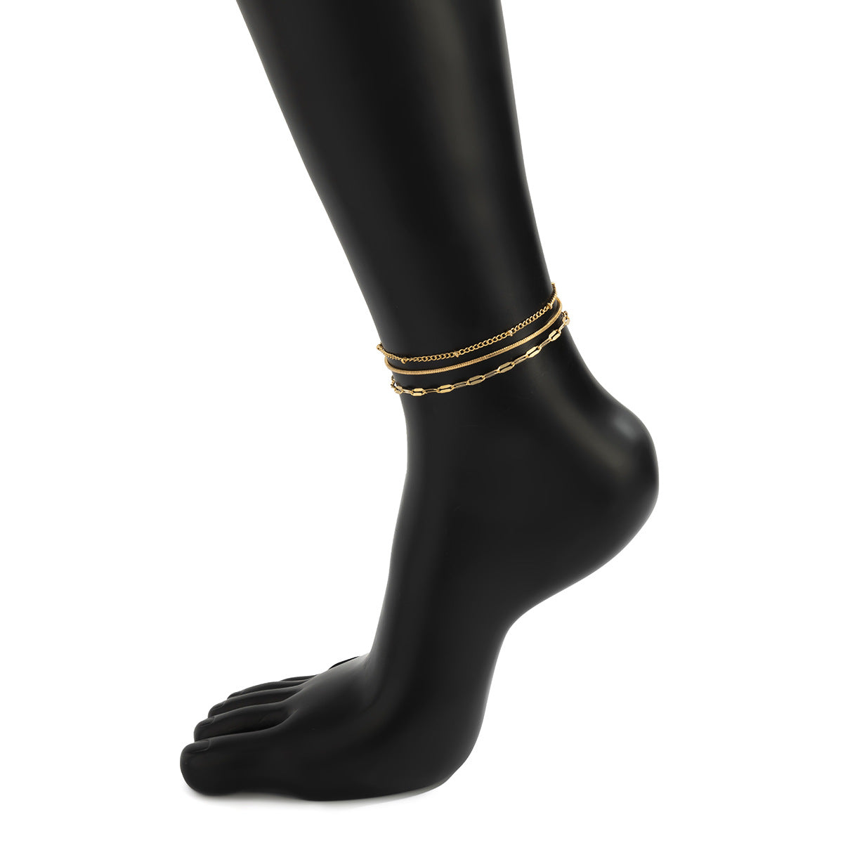 Cavigliera a Catena Piatta Geometrica Minimalista da Donna in Metallo con Motivo a Croce Vuota