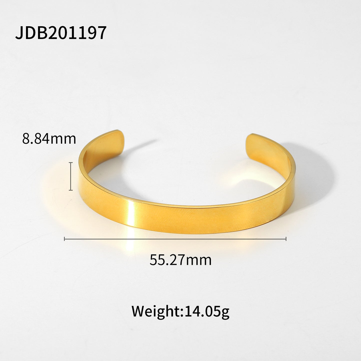 Pulsera Minimalista Geométrica de Acero Inoxidable con Cuentas y Brazalete Ajustable de Acero de Titanio Bañado en Oro de 18K