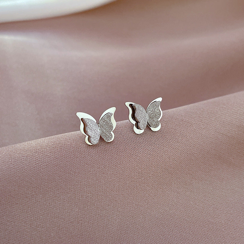 Butterfly Minimalist Plated Titanium Steel Earrings for Women