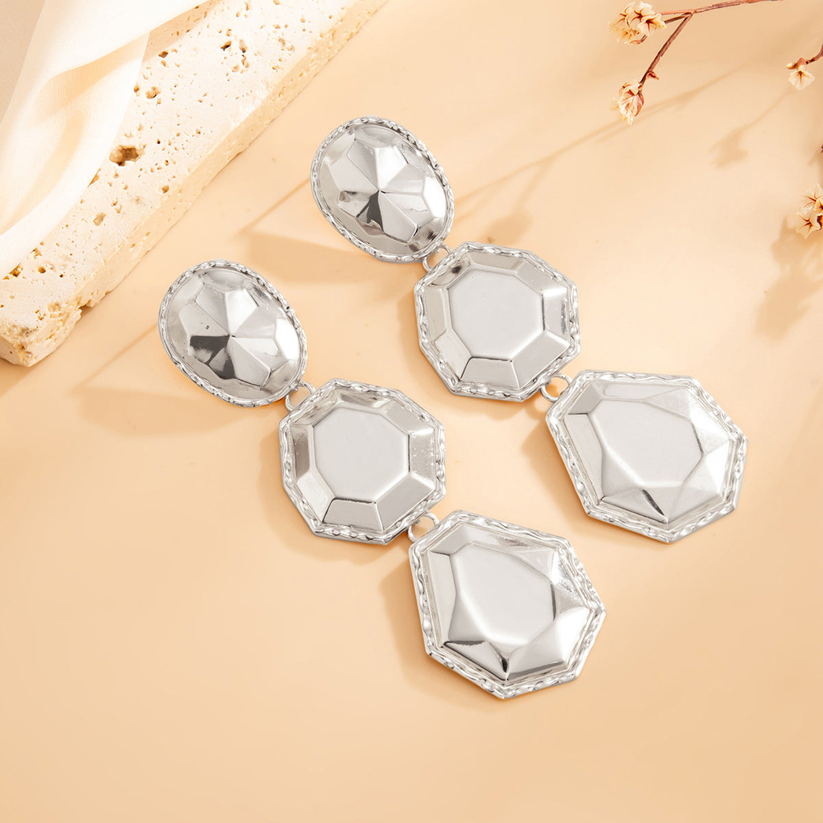 Minimalist Luxury Geometric Rhombus Plated Iron Earrings for Women