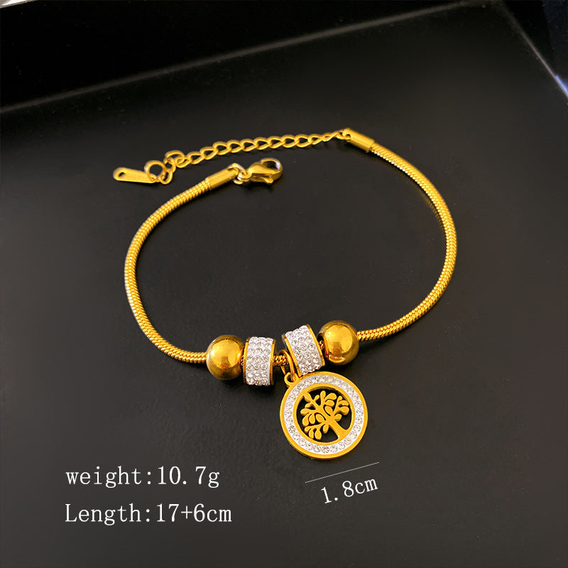 Luxury Geometric Titanium Steel 18K Gold Plated Bracelet for Women