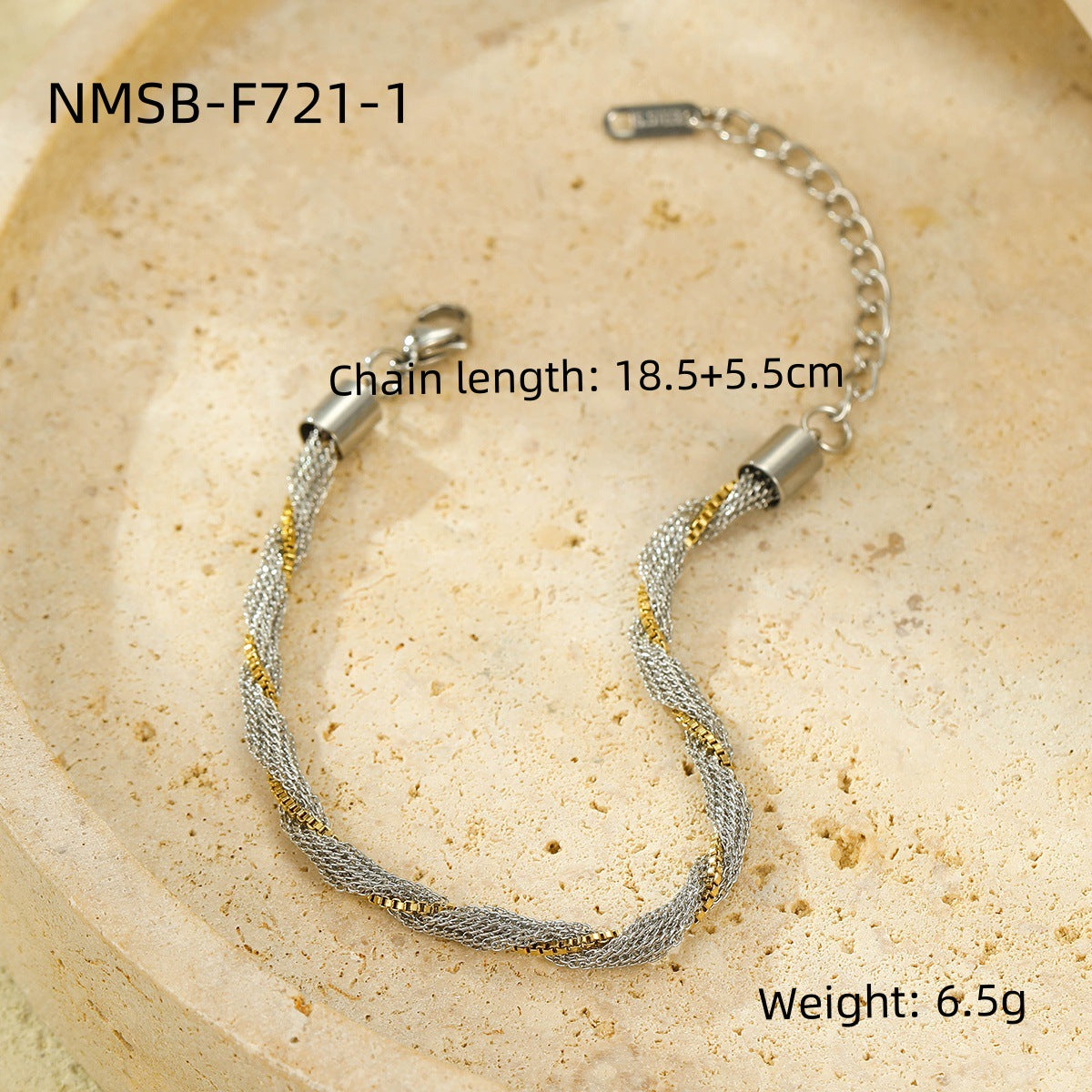 Fashionable OL Style Twisted Rope Titanium Steel Bracelet for Women with Gold Plating and Premium Luxe Finish