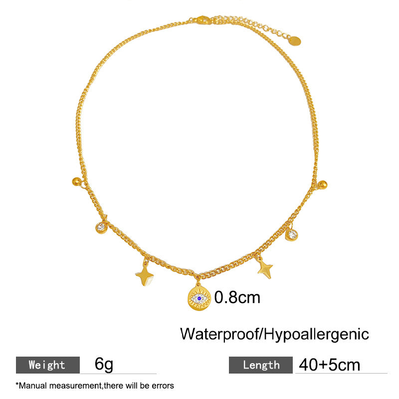 Streetwear Gold Plated Titanium Steel Evil Eye Necklace Unisex