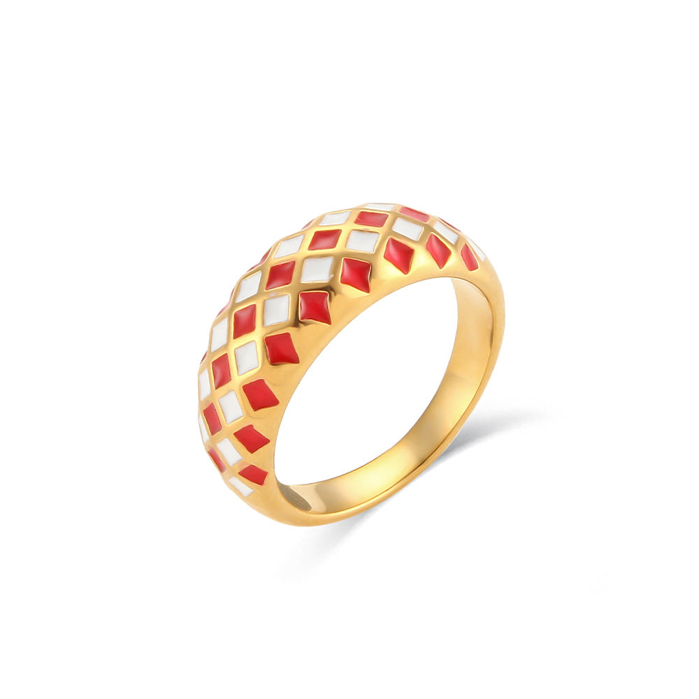 Anillo de acero inoxidable geométrico minimalista de moda con acabado chapado para mujer