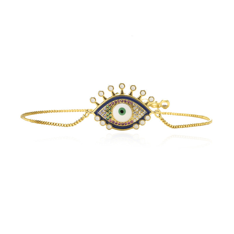 Geometric Brass Inlaid Cubic Zirconia Bracelet for Women