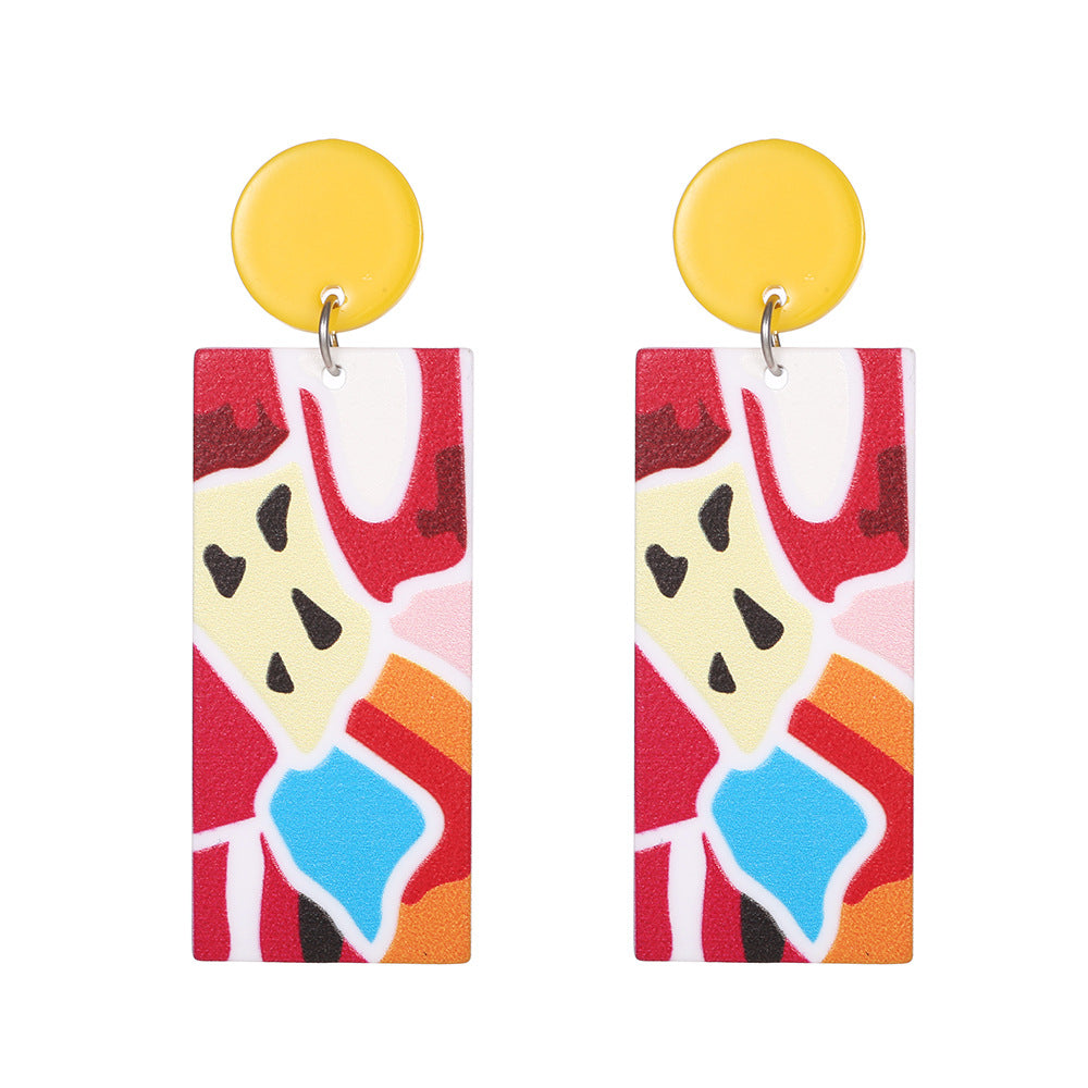 Sweet Geometric Floral Acrylic Plated Earrings for Women
