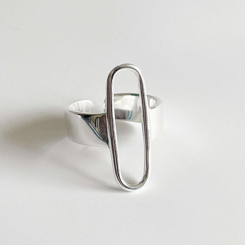 Anello da donna minimalista geometrico in argento sterling 925