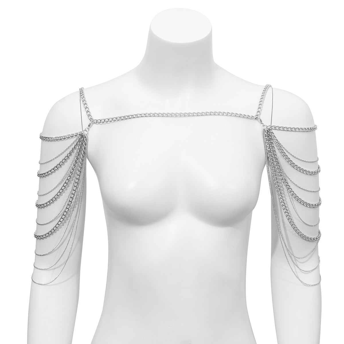 Gargantilla Metálica Geométrica Vintage de Múltiples Capas con Borlas para Mujer con Acabado Chapado